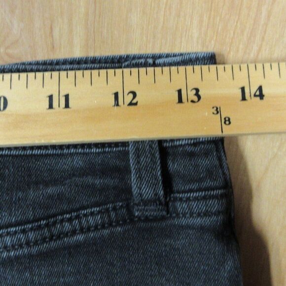 MADEWELL High Rise Denim Shorts Sz 25 (27) Frayed Cuffed Hem Washed Black Jeans - Picture 10 of 11